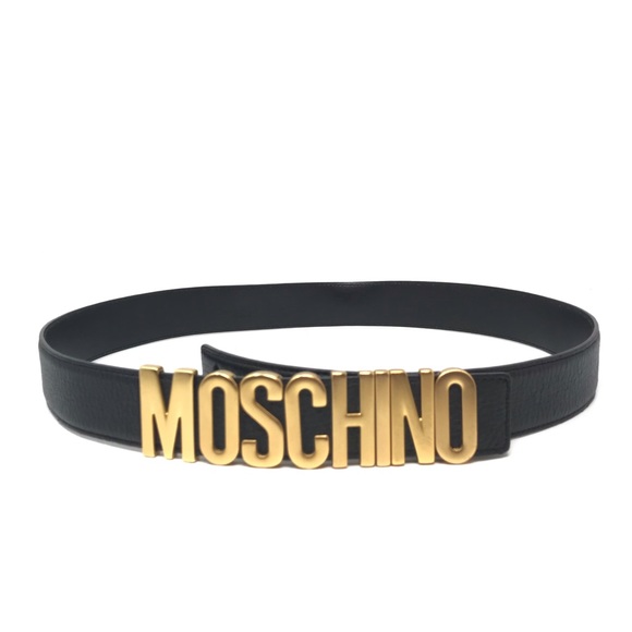 Moschino Authentic Logo Black Leather Belt 44 L - Picture 4 of 8